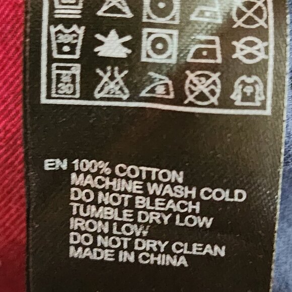 21 Men Navy Red Plaid 100% Cotton Button Front Shirt - Picture 4 of 4